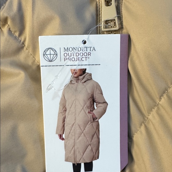 Mondetta Women's Long Diamond Quilted Parka Down Fill Tan size large - Picture 14 of 14